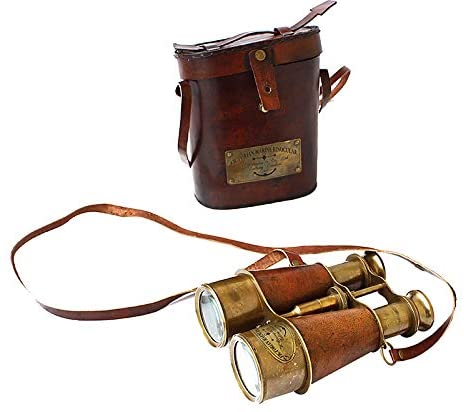 Antique Victorian Marine Brass Leather Binocular