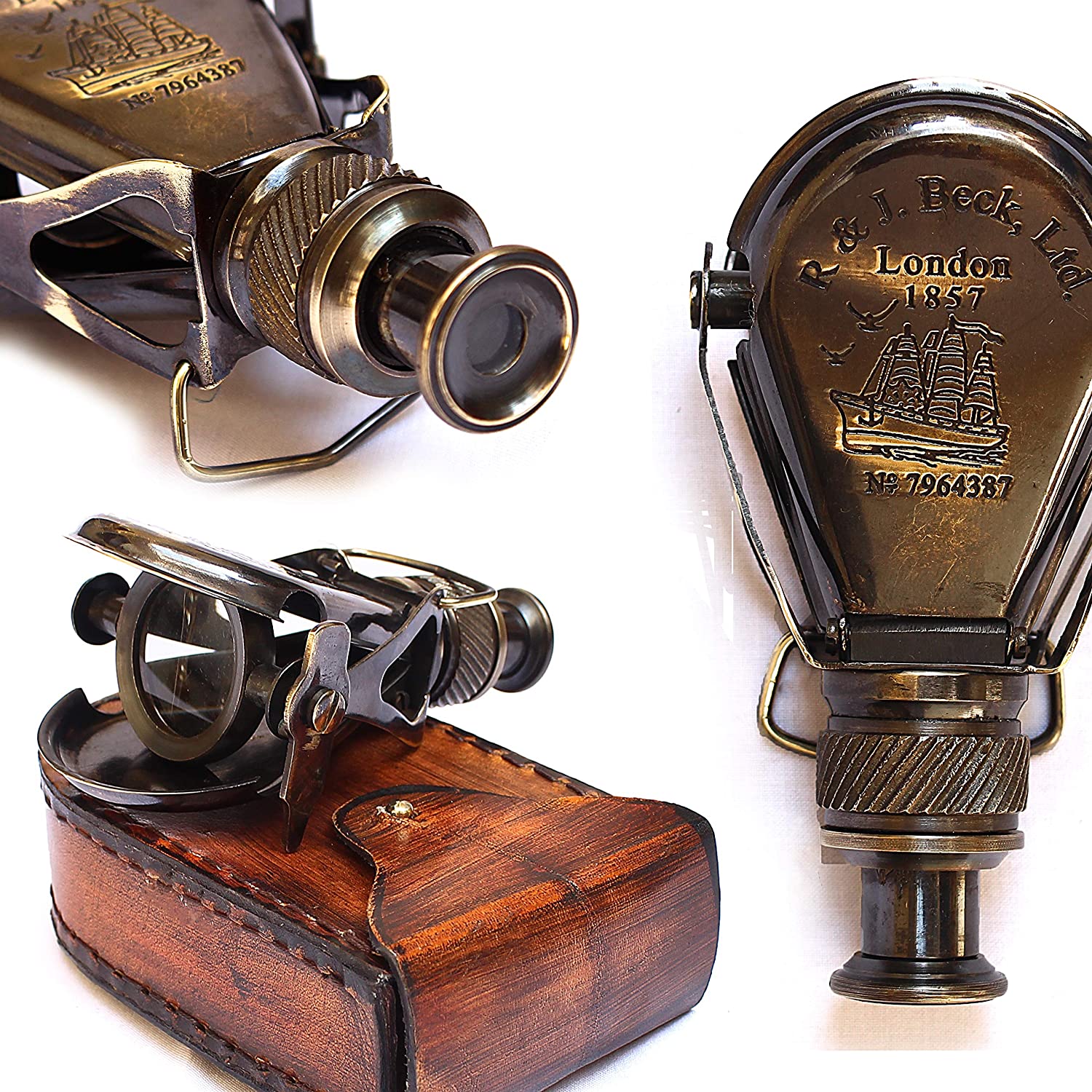 Nautical Columbus Small Single Brass Marine Vintage Binocular R & J Beck